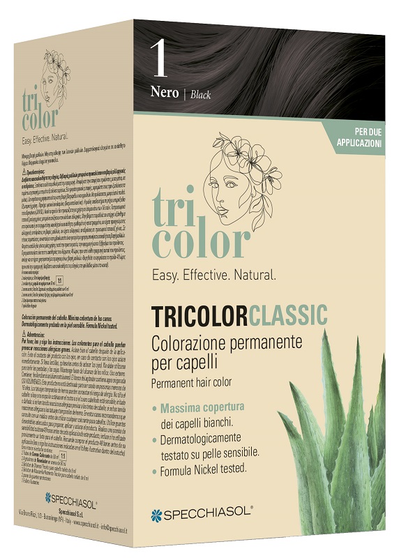 TRICOLOR CLASSIC 1 NERO 2 TUBI 50 ML + 2 SHAKER 50 ML + 4 BUSTINE 8 ML - Farmadott.it