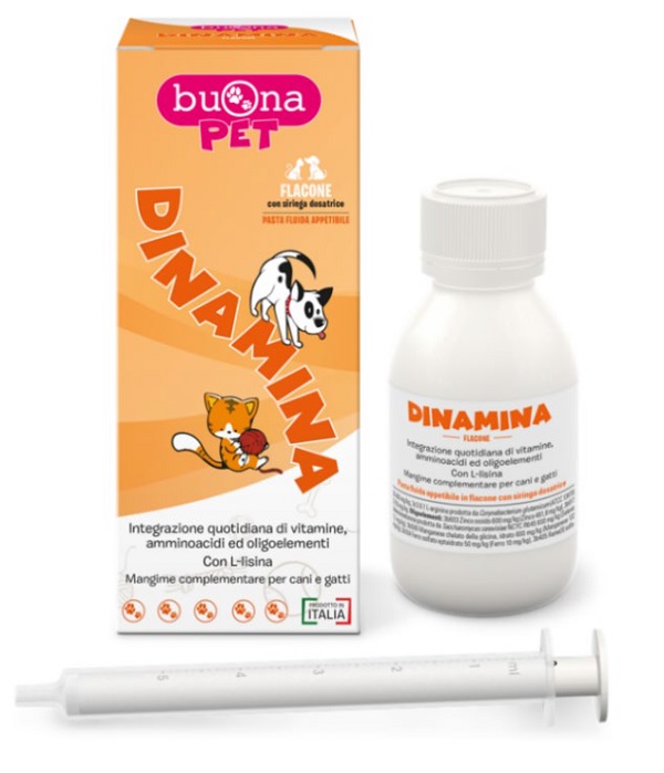 DINAMINA CANI GATTI FLACONE CON SIRINGA DOSATRICE IN PASTA 60 G BUONAPET - Farmadott.it
