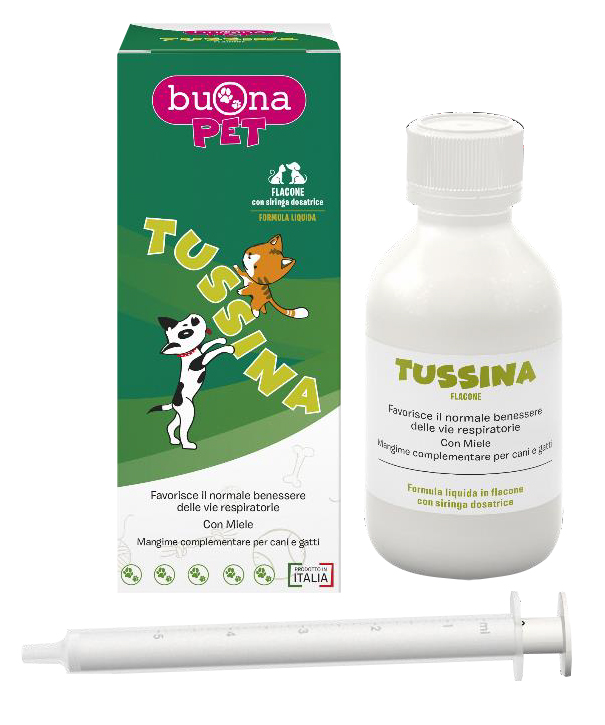 TUSSINA FLACONE CANI E GATTI CON SIRINGA DOSATRICE 100 G BUONAPET - Farmadott.it
