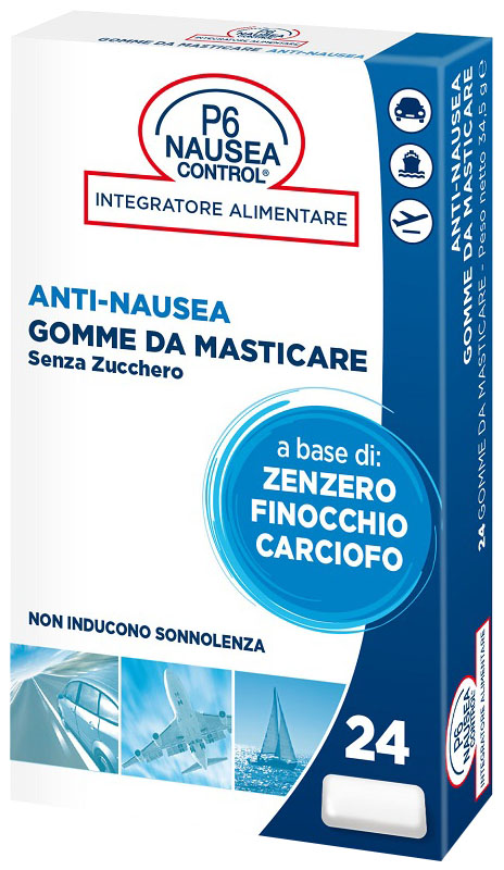 P6 NAUSEA CONTROL 24 GOMME DA MASTICARE SENZA ZUCCHERO - Farmadott.it