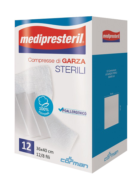 GARZA COMPRESSA MEDIPRESTERIL 12/8 FU 36X40CM 12 PEZZI - Farmadott.it