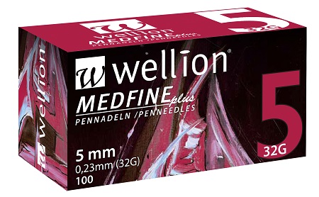 AGO PER PENNA DA INSULINA WELLION MEDFINE PLUS 5 32 GAUGE LUNGHEZZA 5 MM 100 PEZZI - Farmadott.it