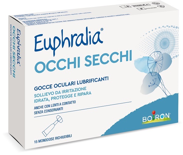 GOCCE OCULARI LUBRIFICANTI EUPHRALIA OCCHI SECCHI 15 MONODOSE RICHIUDIBILI X 0,5 ML - Farmadott.it