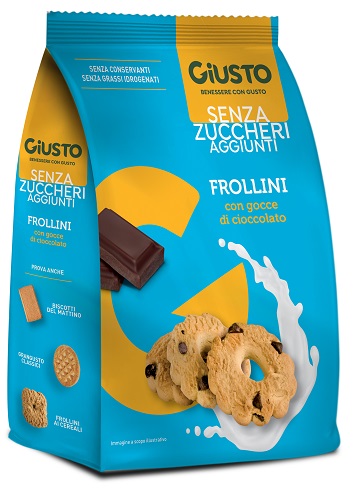 GIUSTO SENZA ZUCCHERO FROLLINI GOCCE CIOCCOLATO SENZA ZUCCHERO 350 G - Farmadott.it