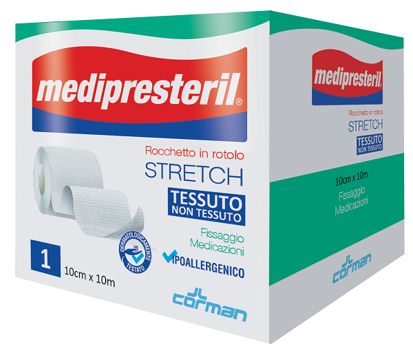 MEDIPRESTERIL ROCCHETTO ROTOLO STRETCH TESSUTO NON TESSUTO 10 CM X 1000 CM - Farmadott.it