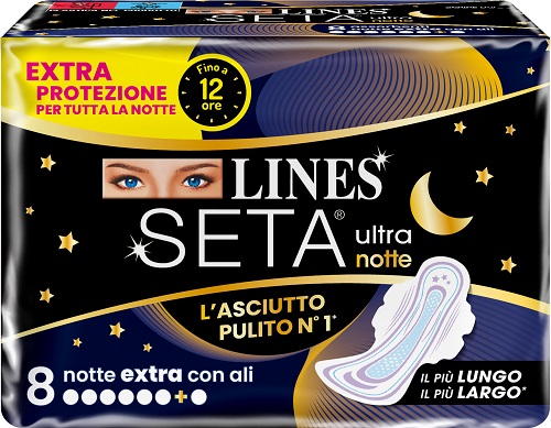LINES SETA ULTRA ASSORBENTI NOTTE 8 PEZZI - Farmadott.it