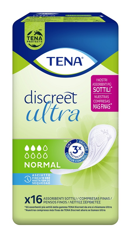 PANNOLONE SAGOMATO TENA DISCREET ULTRA NORMAL 16 PEZZI - Farmadott.it