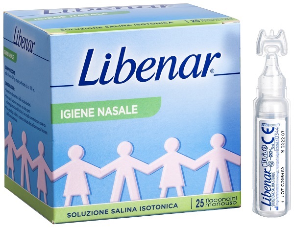 SOLUZIONE SALINA ISOTONICA 0,9% LIBENAR PER IGIENE NASALE 25 FLACONCINI MONOUSO X 5 ML - Farmadott.it