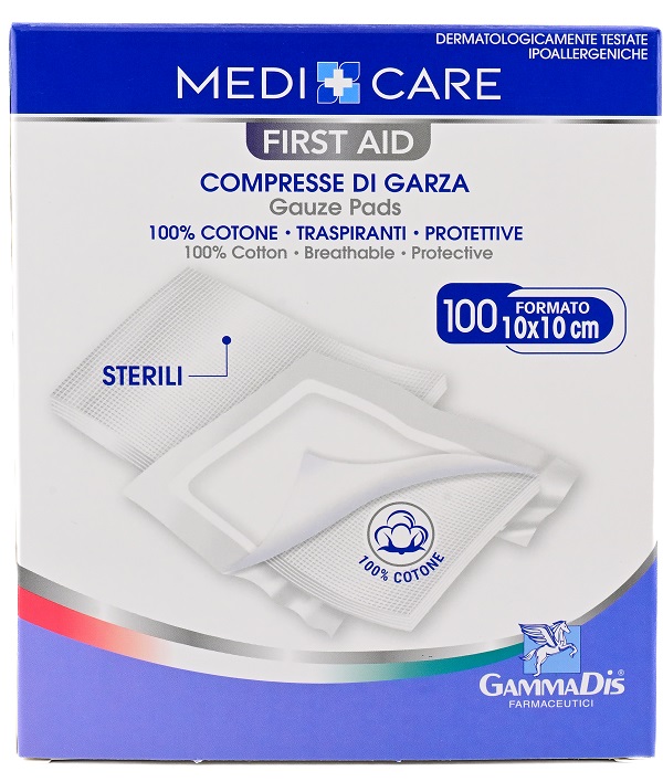 GARZA MEDICARE COTONE 10X10 CM 100 PEZZI - Farmadott.it