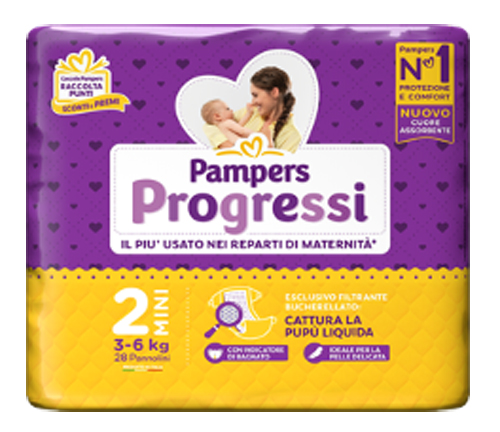 PAMPERS PROGRESSI MINI 3-6 KG 28 PEZZI - Farmadott.it