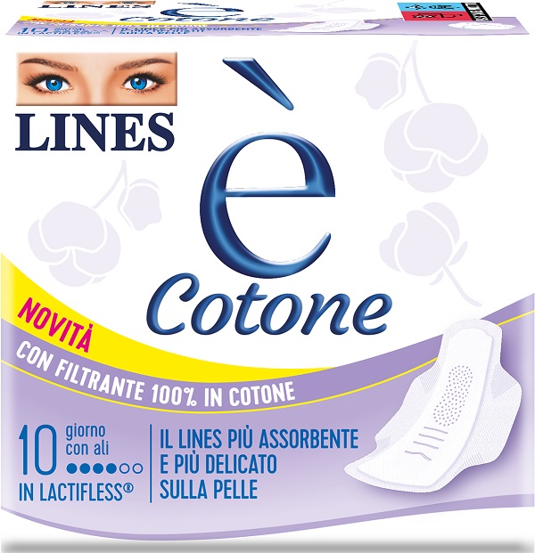 LINES E' COTONE ALI ASSORBENTE ESTERNO 10 PEZZI - Farmadott.it