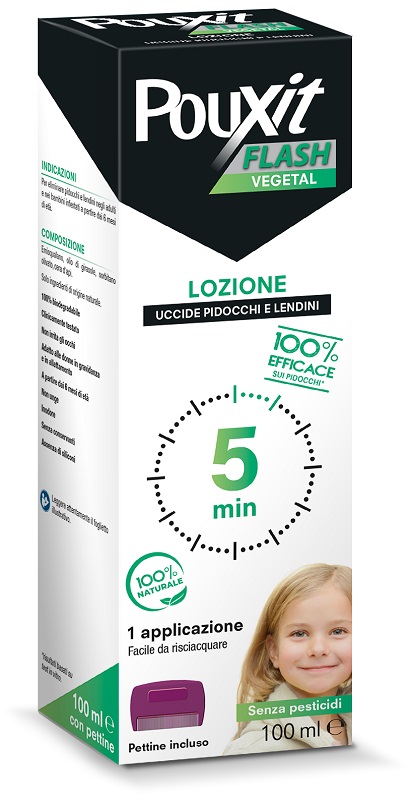 POUXIT FLASH VEGETAL LOZIONE PIDOCCHI E LENDINI 100 ML CON PETTINE - Farmadott.it