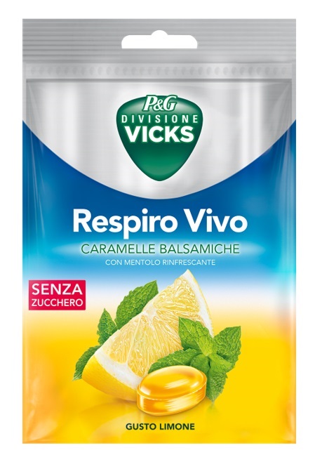 VICKS RESPIRO VIVO CARAMELLE BALSAMICHE LIMONE 72 G CON EDULCORANTI - Farmadott.it
