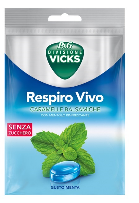 VICKS RESPIRO VIVO CARAMELLE BALSAMICHE MENTA 72 G CON EDULCORANTI - Farmadott.it